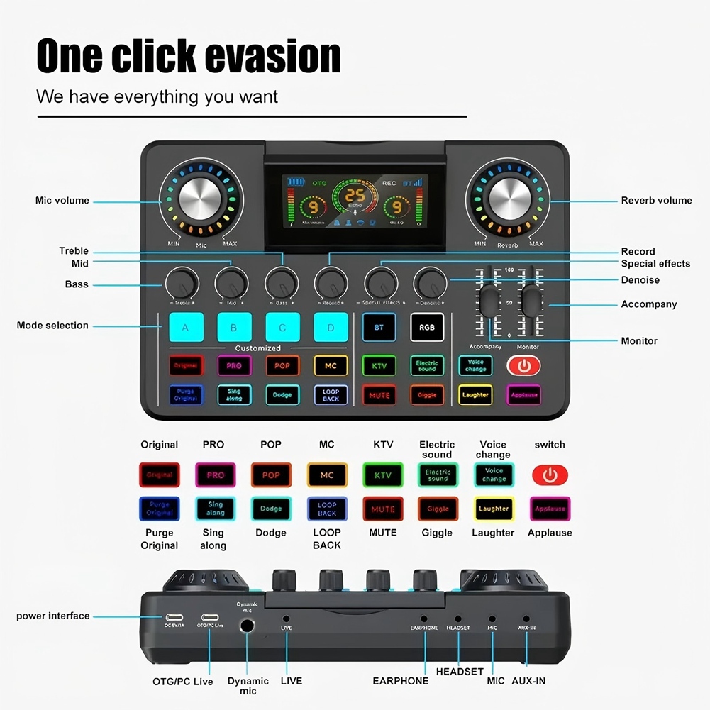 Audio Music Voice Changer - Mezclador de Audio A20I, Tarjeta de