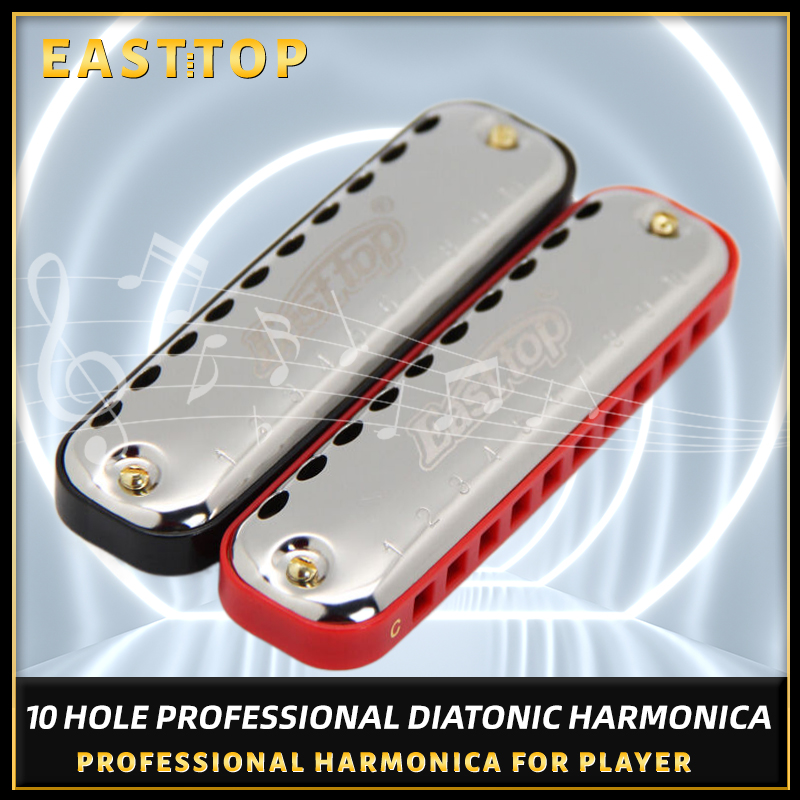 Harmonica 10 Hole - EASTTOP armónica de Blues, llave de