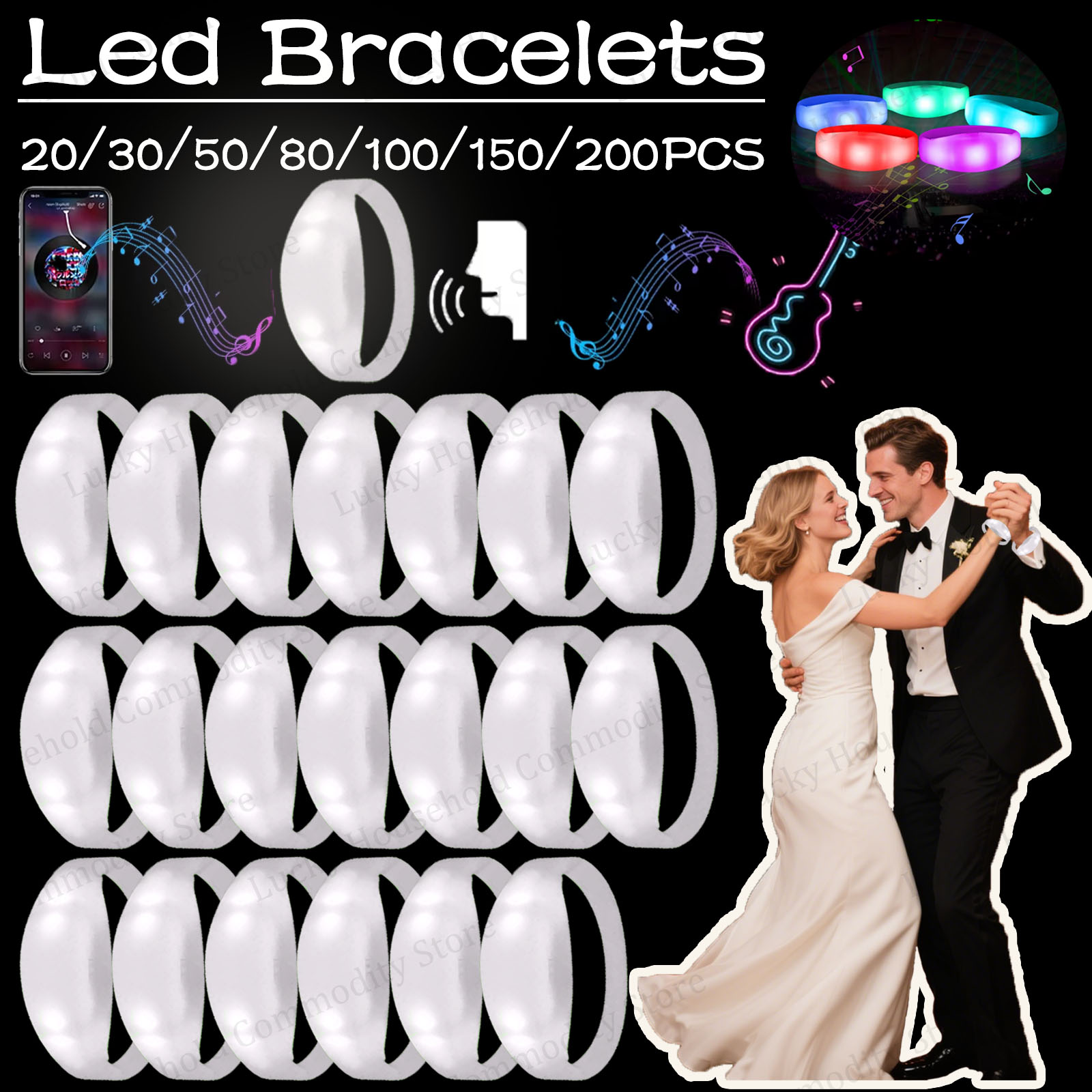 20-100 Pulseras LED Activadas  - Audio Music Light reseña y precio