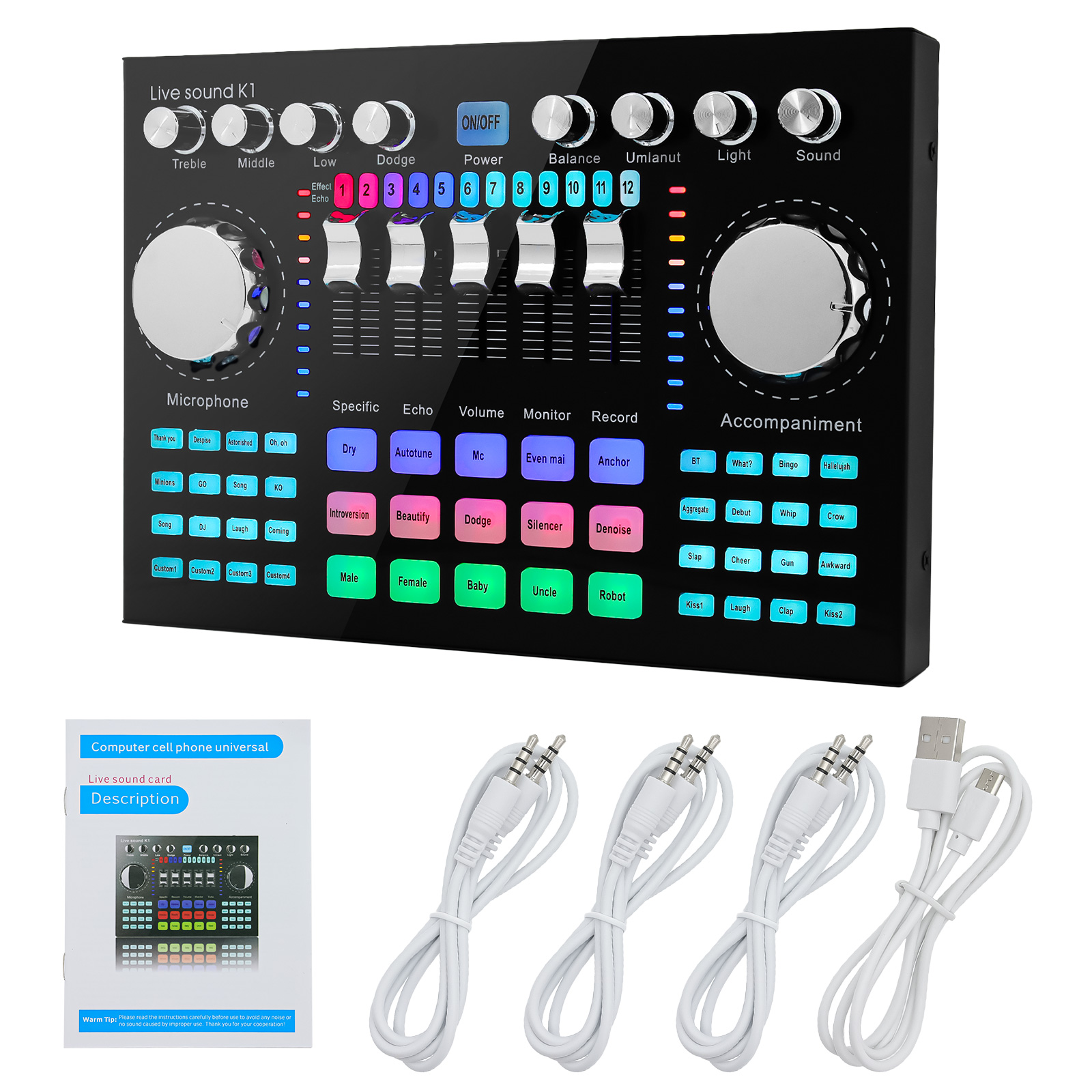 Mezclador de Audio K1, Tarjeta - Audio Music Voice Changer reseña y precio